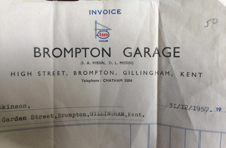 brompton Garage invoice 1957