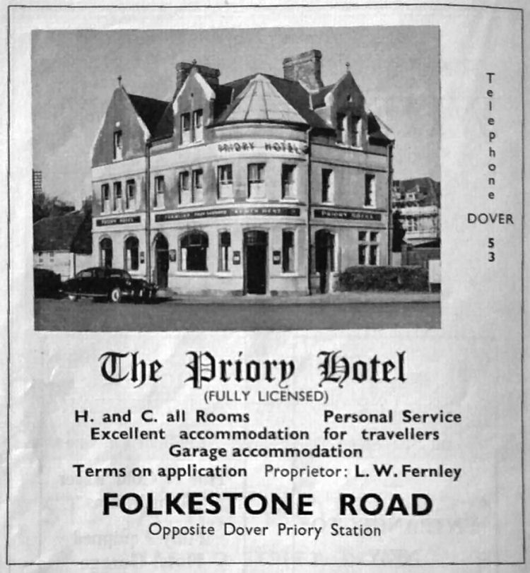 Priory Hotel advertisement 1956