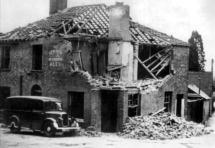 New Inn bomb damage 1940