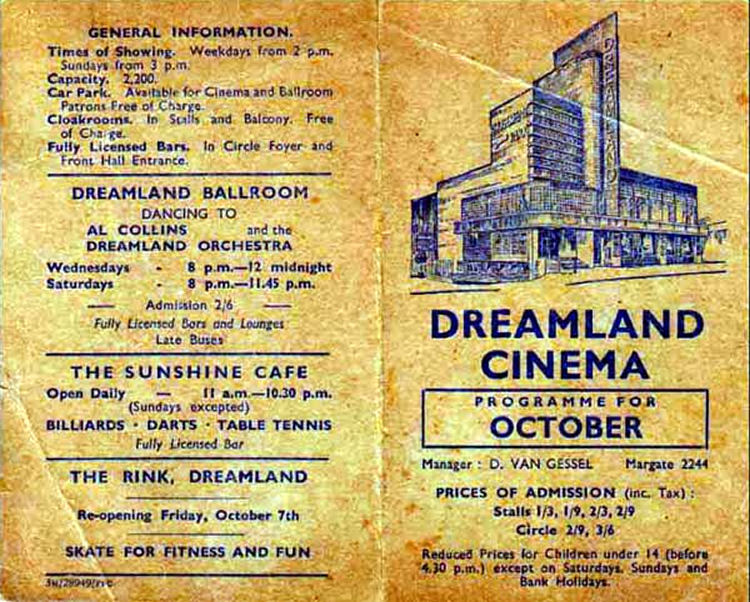 Dreamland Ballroom Bars programme