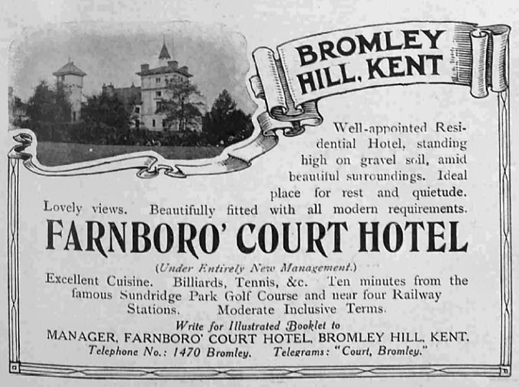 Fornboro Court Hotel advert 1911