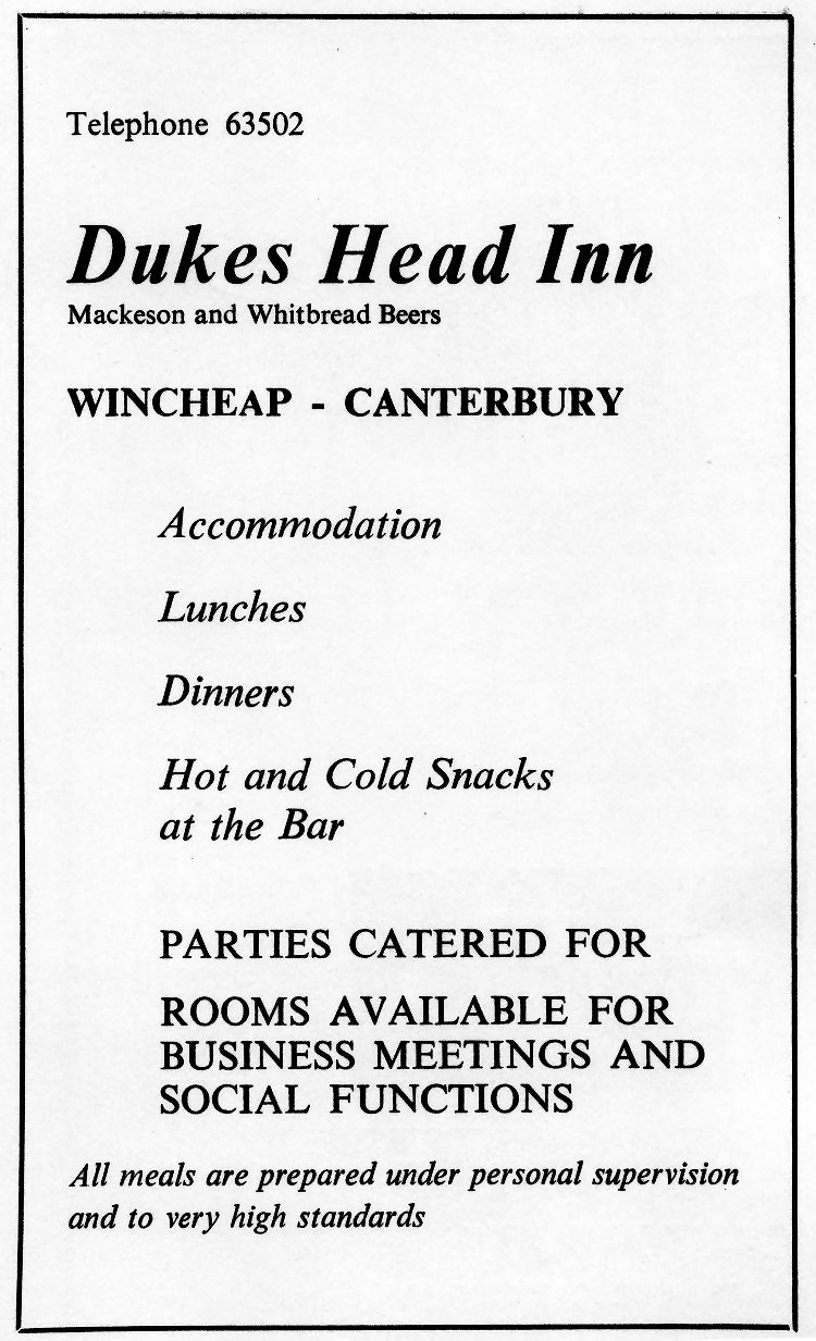 Duke's Head advert 1968