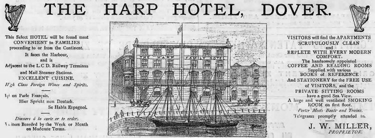 Harp Hotel advert, 1879.