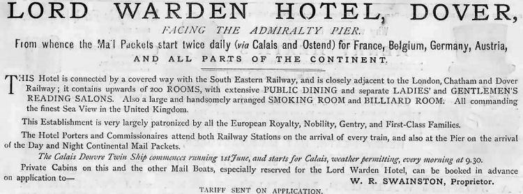 Lord Warden advert 1879
