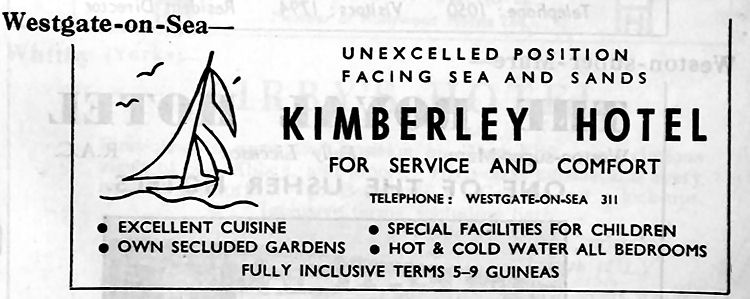 Kimberley Hotel business card