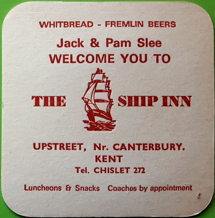 Ship Inn beermat 1970s