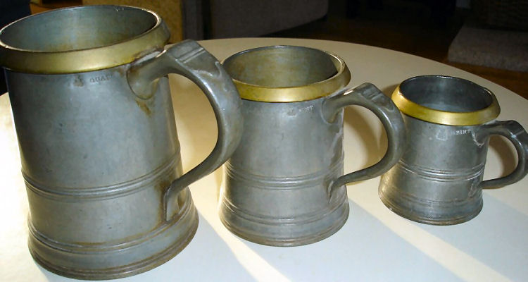 Golden Lion pewter mugs 1880