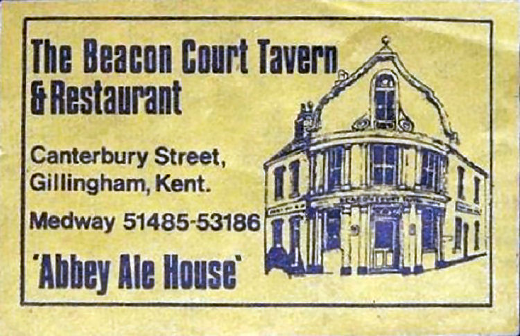 Beacon Court Tavern matchbox 1984
