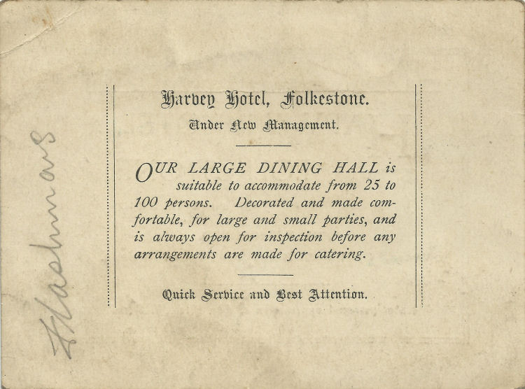 Harvey Hotel business card 1932