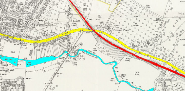 Maidstone map including railway