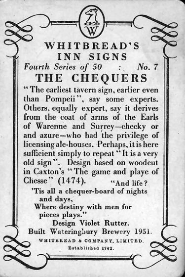 Chequers card 1953