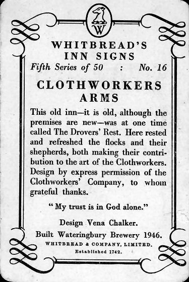 Clothworker's Arms card 1955