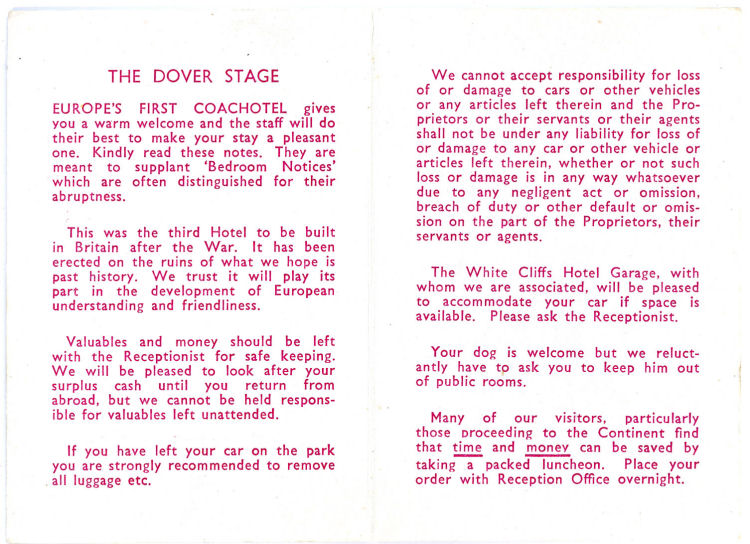 Dover Stage Card 1971