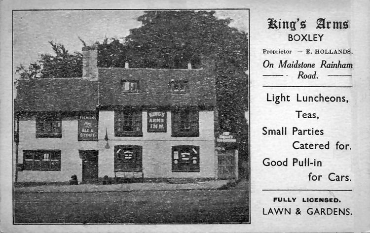 King's Arms business card 1938