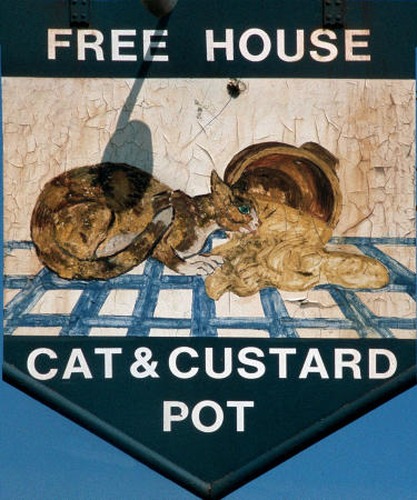 Cat and Custard Pot sign