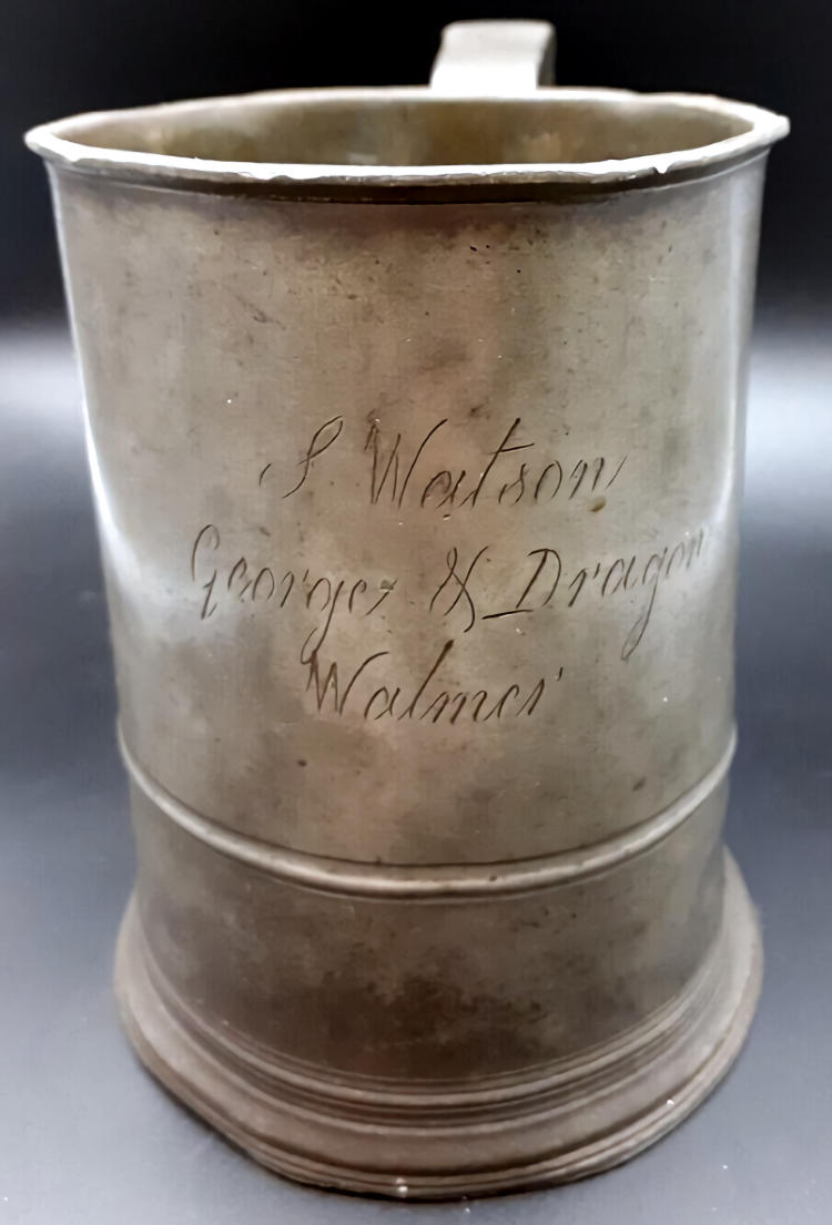 George and Dragon quart pewter mug 1790