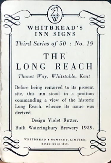 Long Reach Tavern Whitbread card back