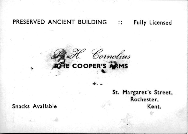 Coopers Arms card 1950s