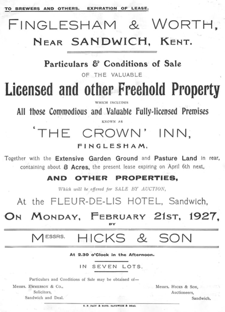 Crown sale advert 1927