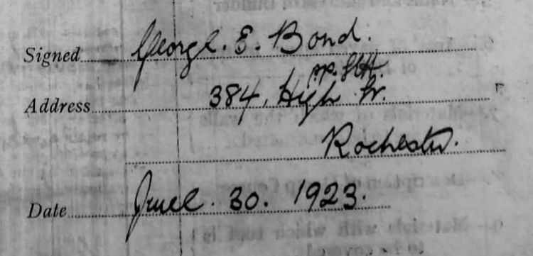 George E Bond signature