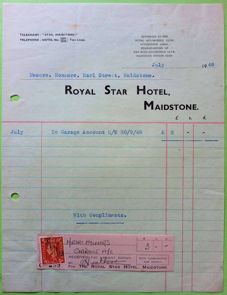 Royal Star invoice 1948