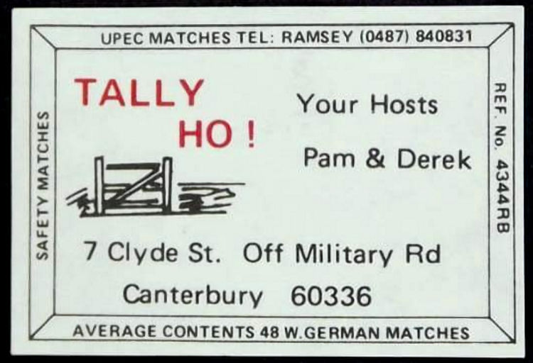 Tally Ho matchbox 1980s