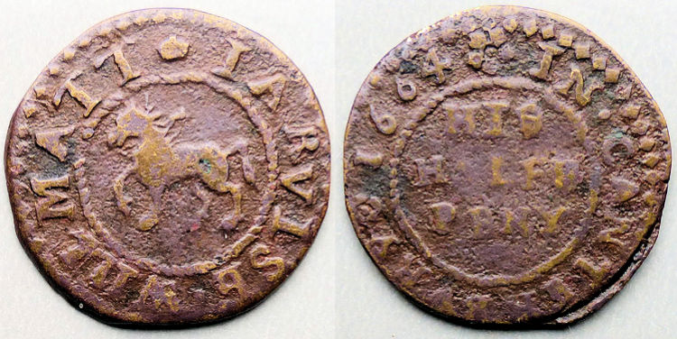 1664 half-penny token of Jarvise Willmatt
