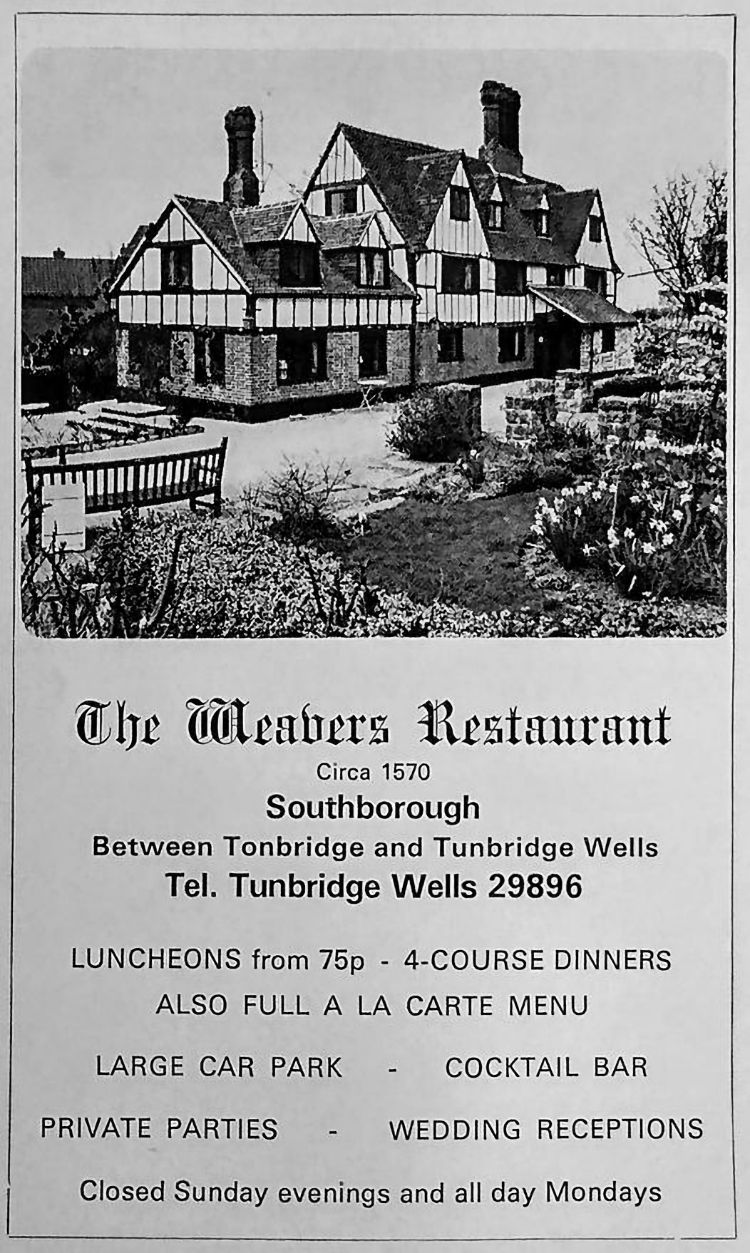 Weavers Restaurant advert 1971