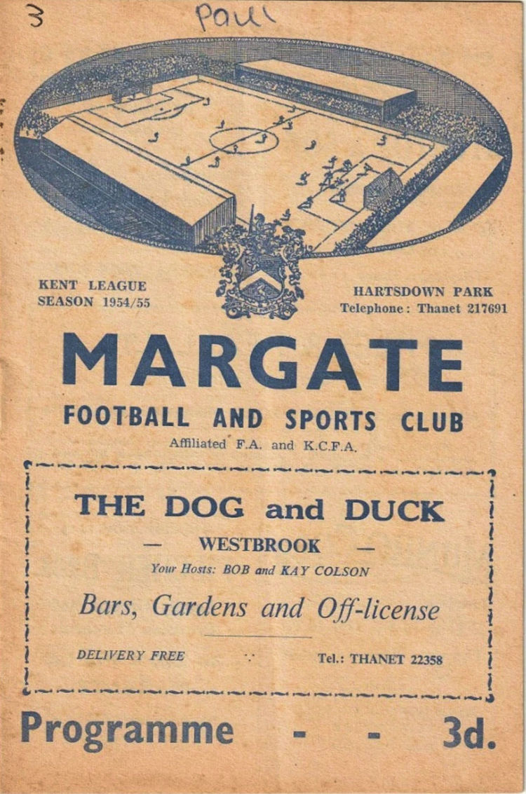 Margate football club programme 1955