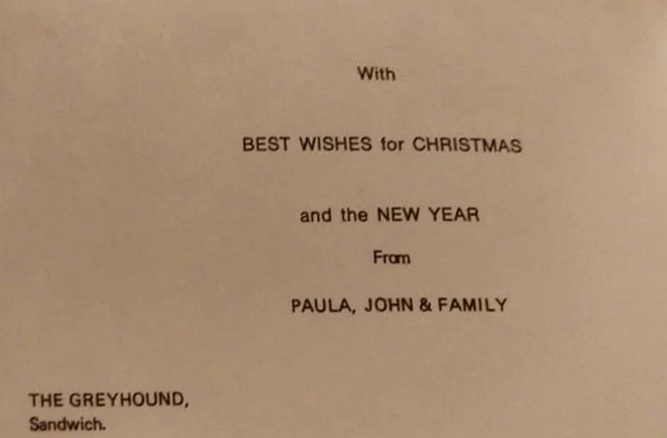 Grayhound Christmas card 1980s