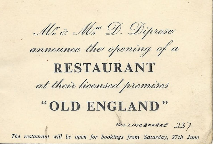 Old England advert 1956