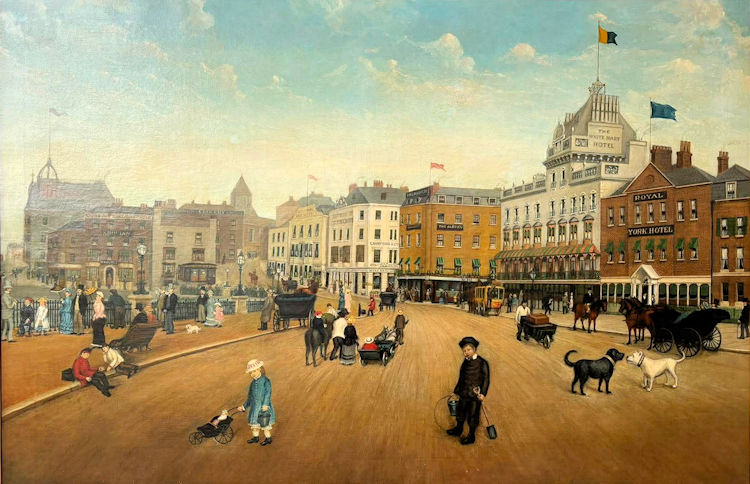 White Hart and York Hotel painting 1920