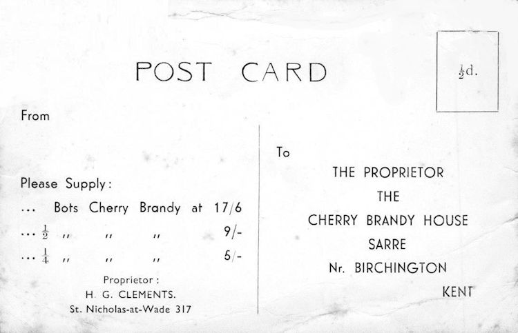 Crown Cheery Brandy post card 1946