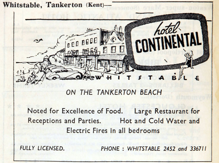 Continental Hotel advert 1950