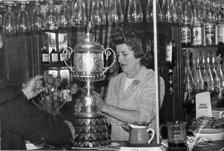 Joan Lord at the bar 1979