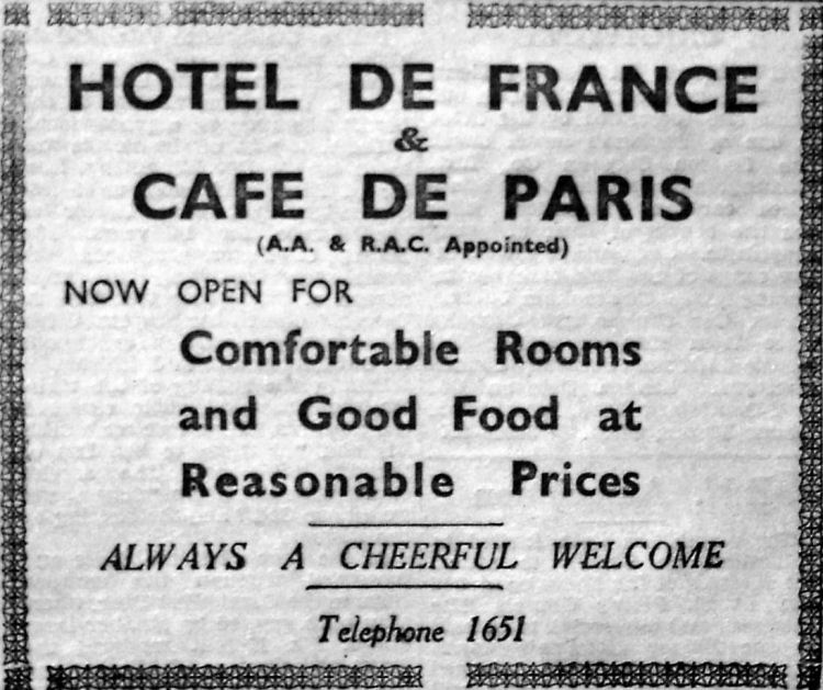 Hotel de France advert 1952