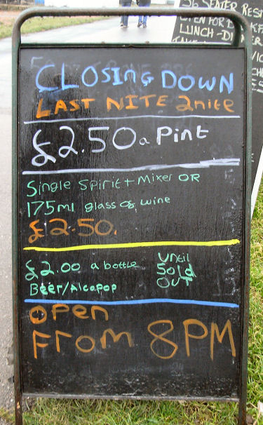 Lord Nelson closing sign 2011