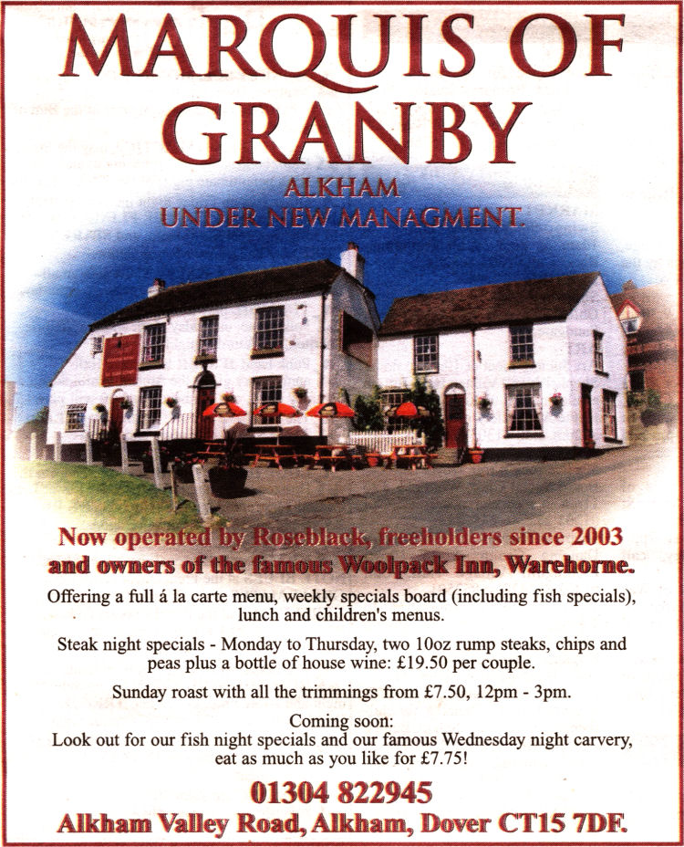 Marquis of Granby Alkham advert