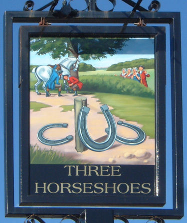 Three Horseshoes sign, Great Mongeham, 2009