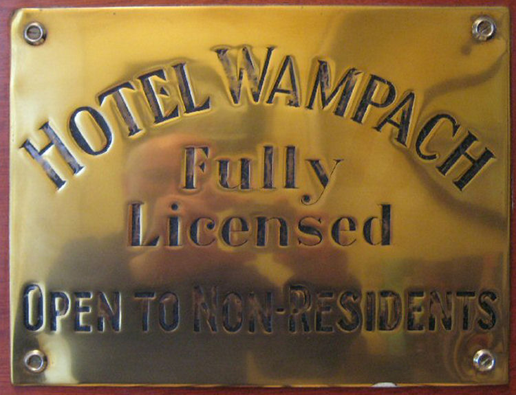 Wampach Hotel brass plate