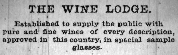 Wine Lodge Advert 1881
